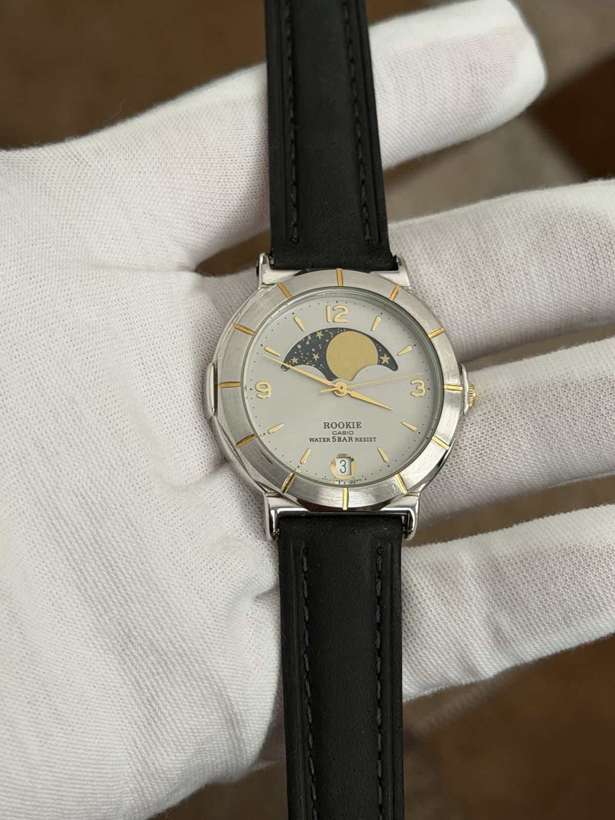 Rare Vintage Casio Rookie RKM-373 Moon Phase Men’s Classic Dress Watch JDM 1980s - Image 1