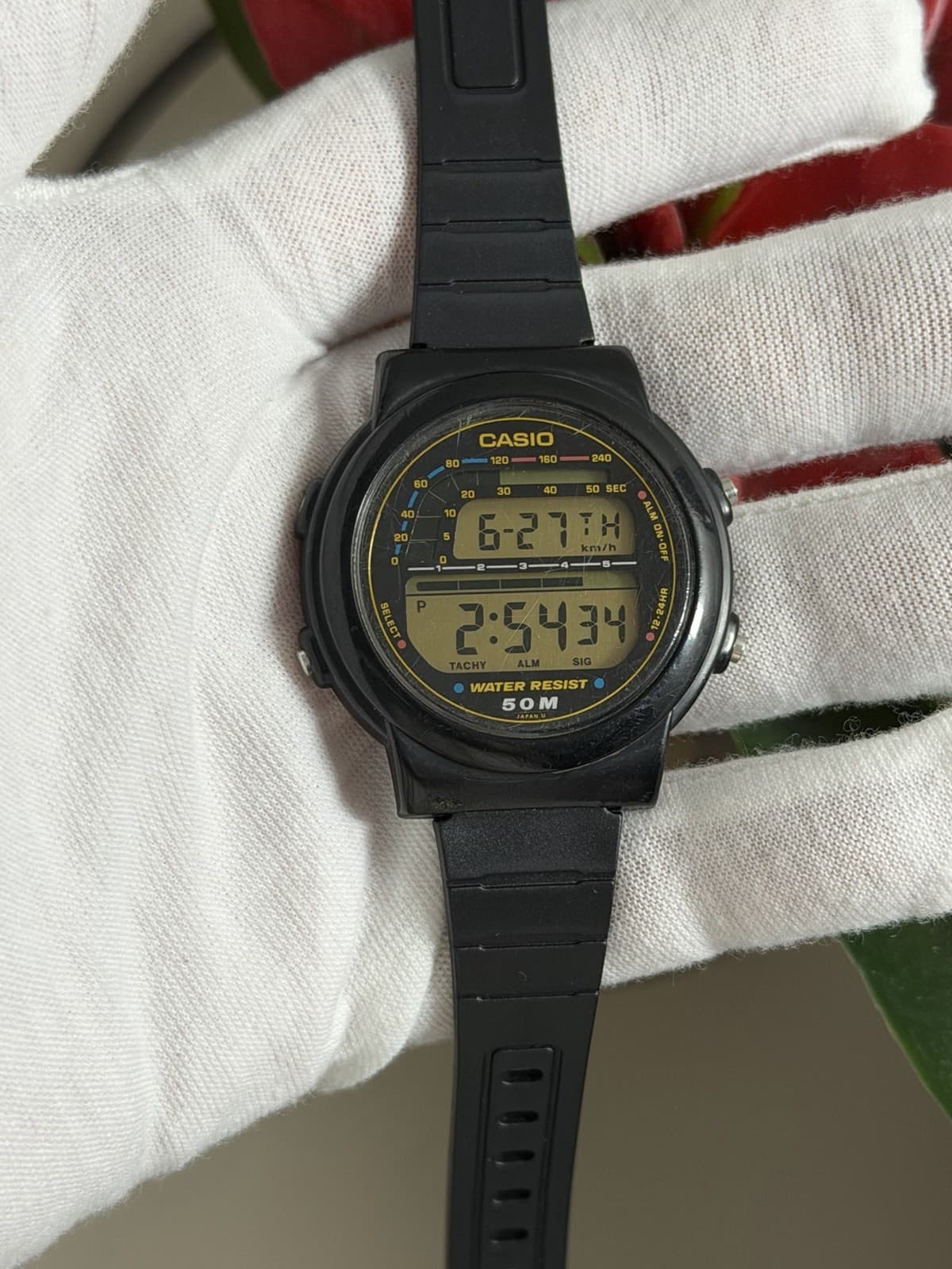 Rare Vintage Casio TRW-100 Alarm Chronograph Men’s Digital Sports Watch JDM 80s - Image 1