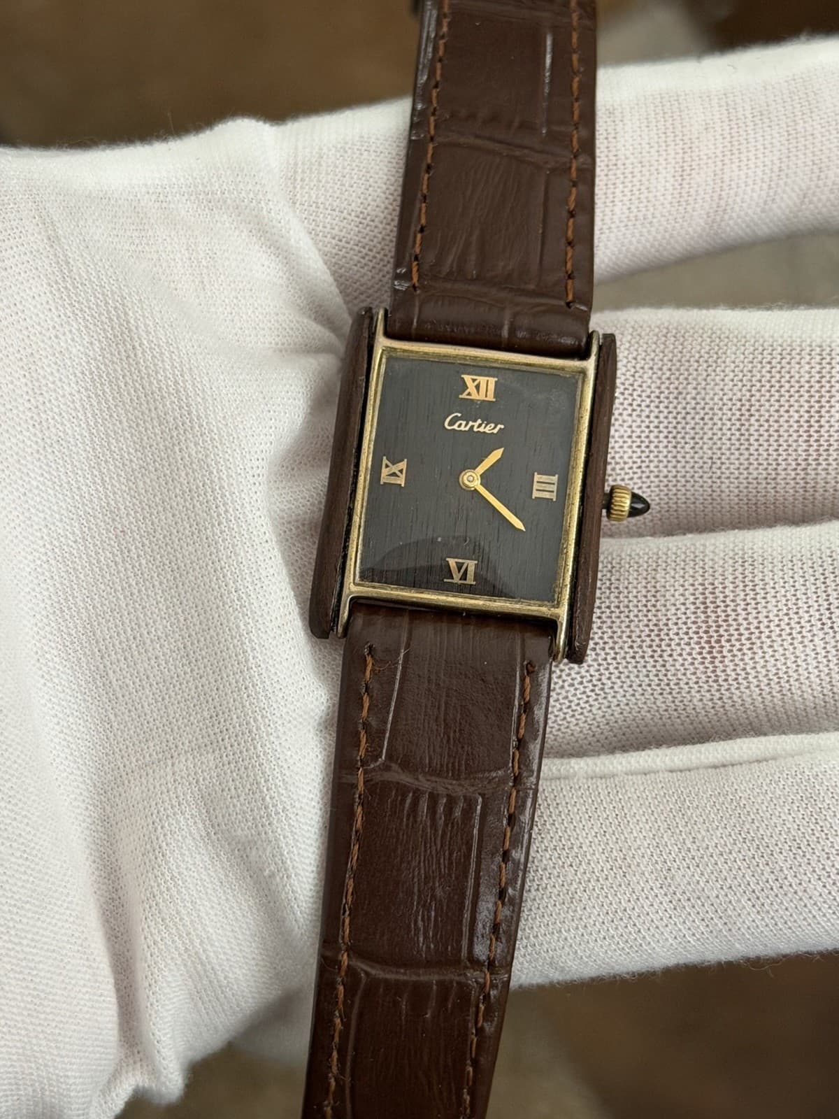 Vintage Cartier Palissandre de Rio Wooden Tank Swiss Manual Dress Watch 20611 - Image 1