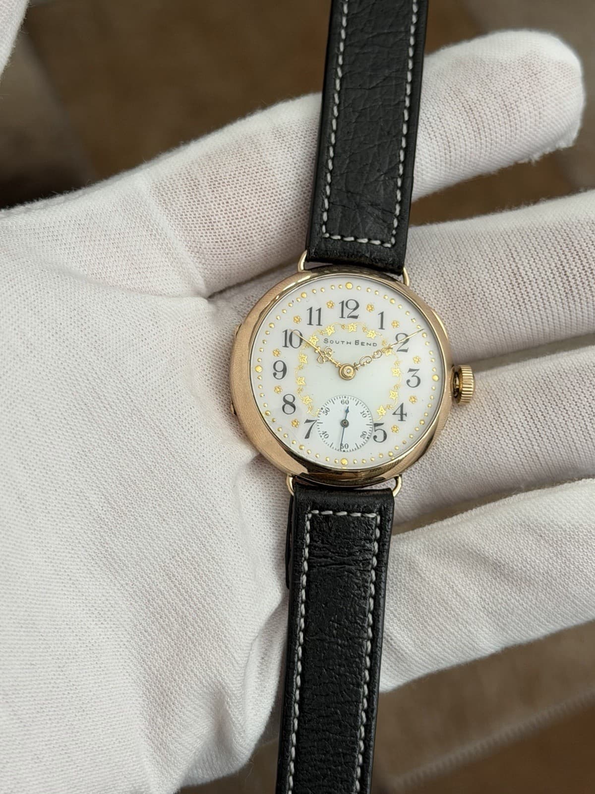 Vintage South Bend Keystone Art Deco Fancy Enamel Dial Men’s Classic Dress Watch - Image 1