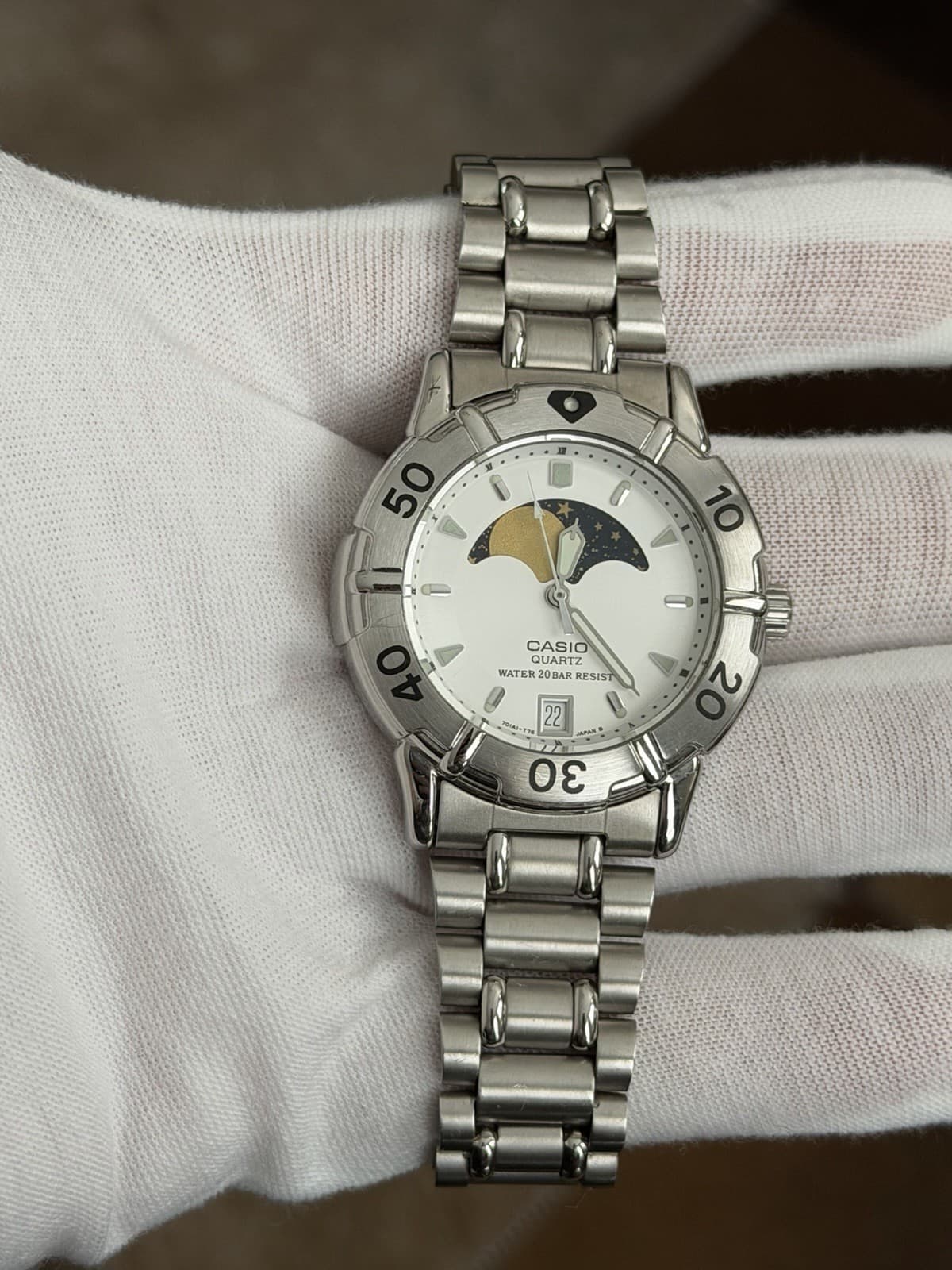 Rare Vintage Casio Moon Phase MD-717 Men’s Quartz Sports Watch JDM 1980s - Image 1