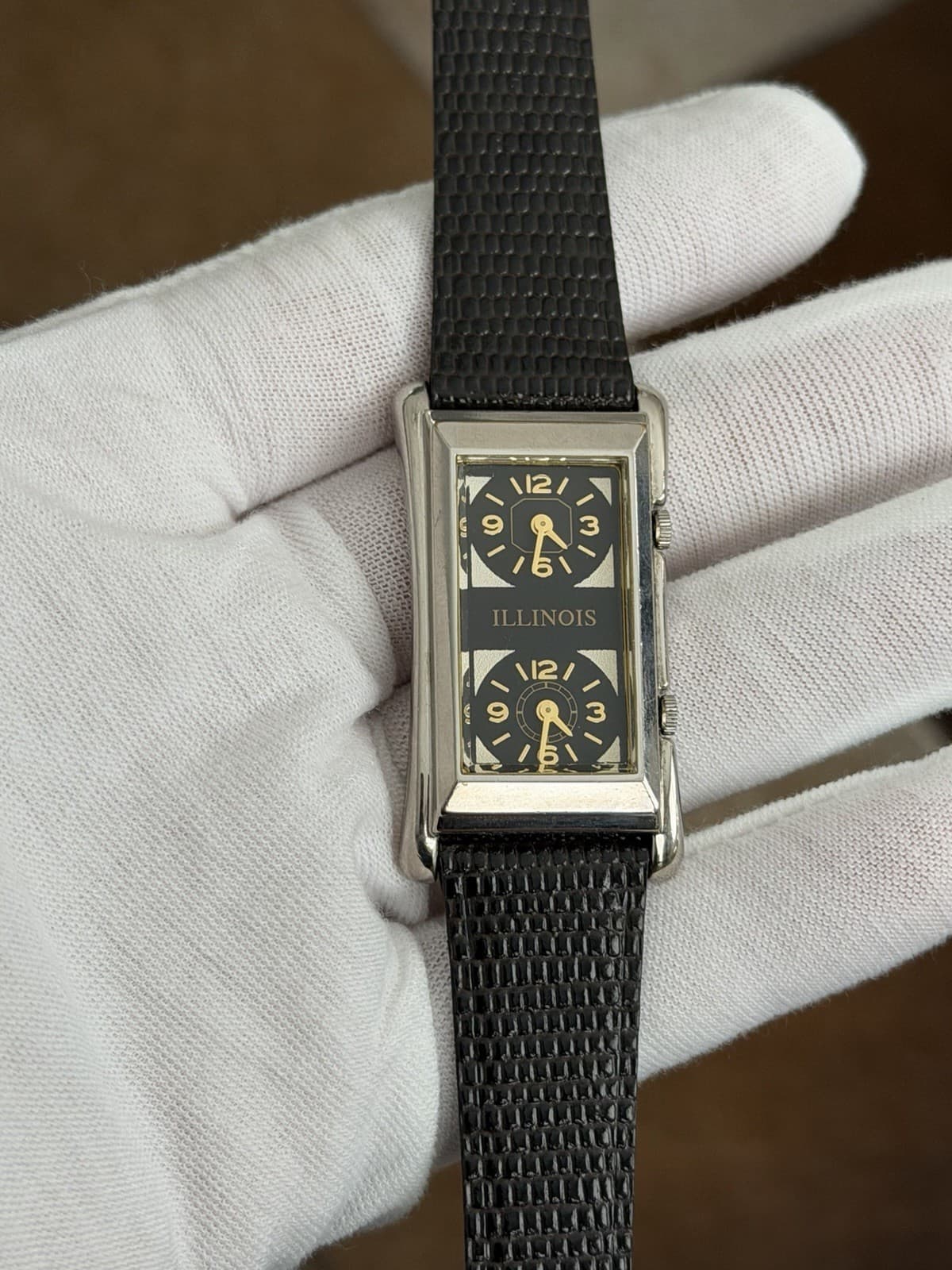 Rare Vintage Illinois Dual Time Men’s Classic Quartz Dress Watch 1970s