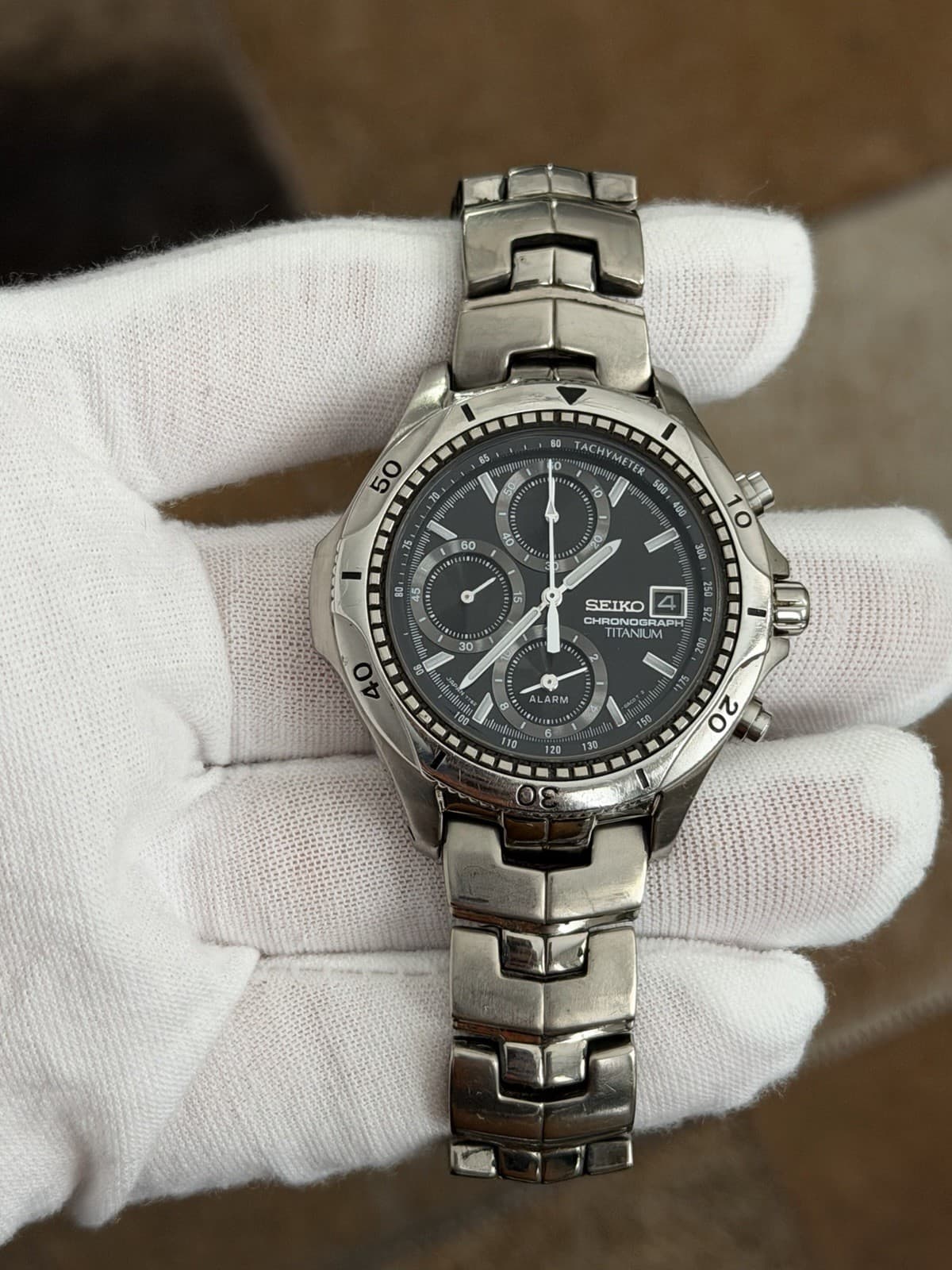 Rare Vintage Seiko Titanium Alarm Chronograph 7T62-0AC0 Men’s Sports Watch JDM - Image 1