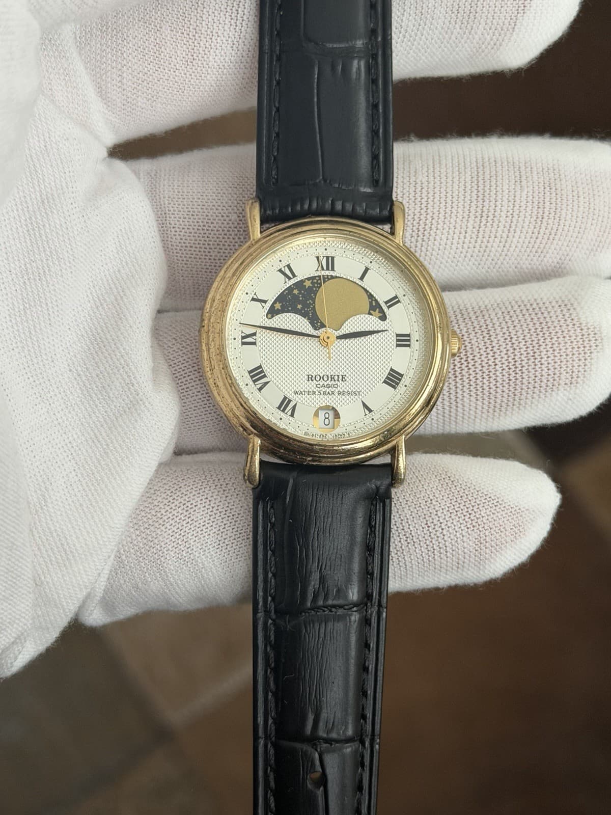 Rare Vintage Casio Rookie RKT-370 Moon Phase Men’s Classic Dress Watch JDM 1980s - Image 1
