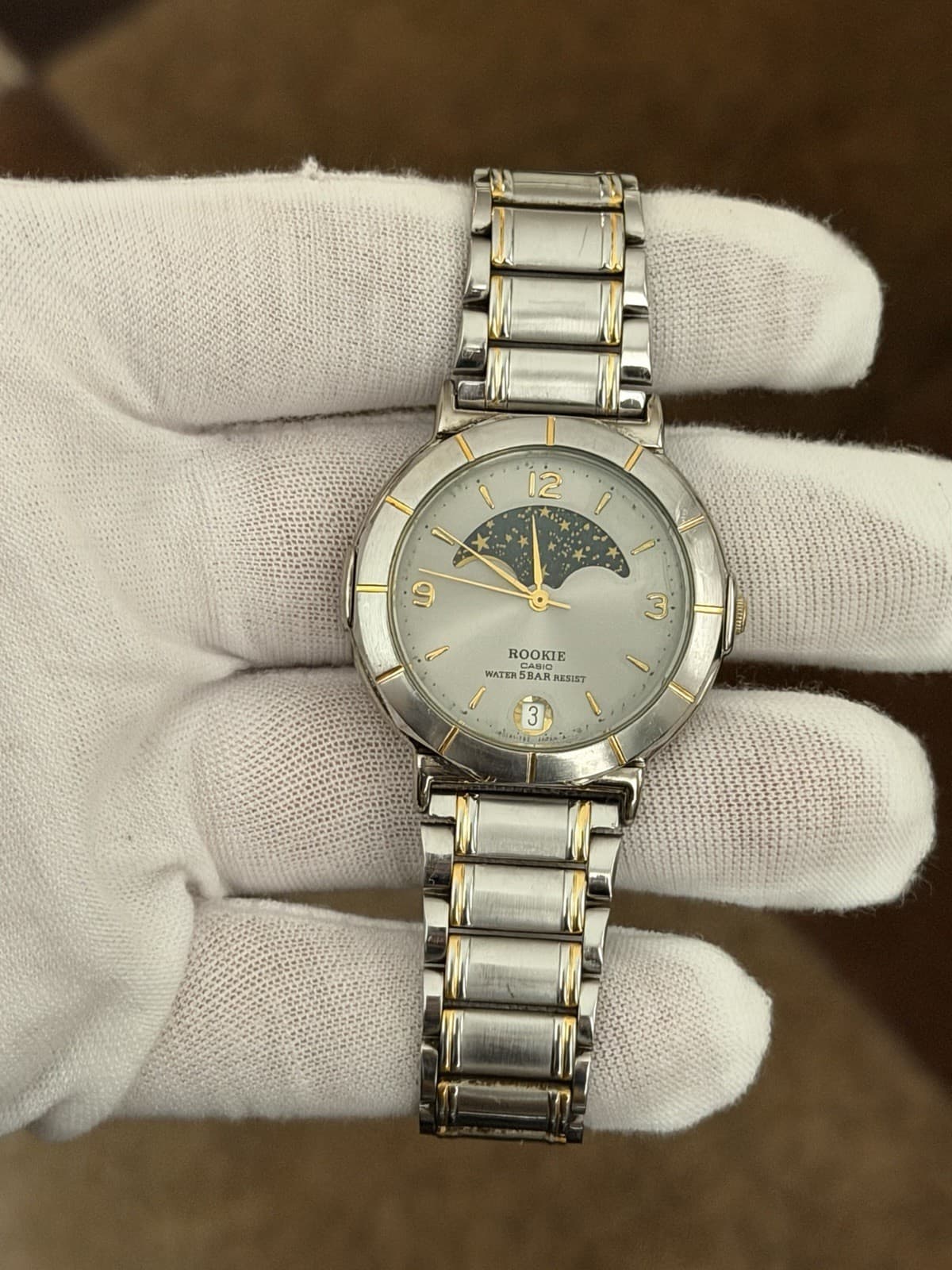 Rare Vintage Casio Rookie RKM-373 Moon Phase Men’s Classic Dress Watch JDM 1980s - Image 1