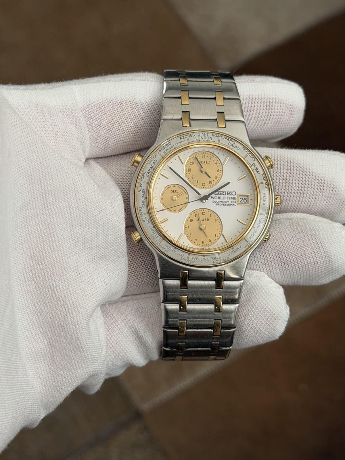 Rare Vintage Seiko World Time 5T52-7A00 Men’s Dress Sports Watch JDM 1990s - Image 1