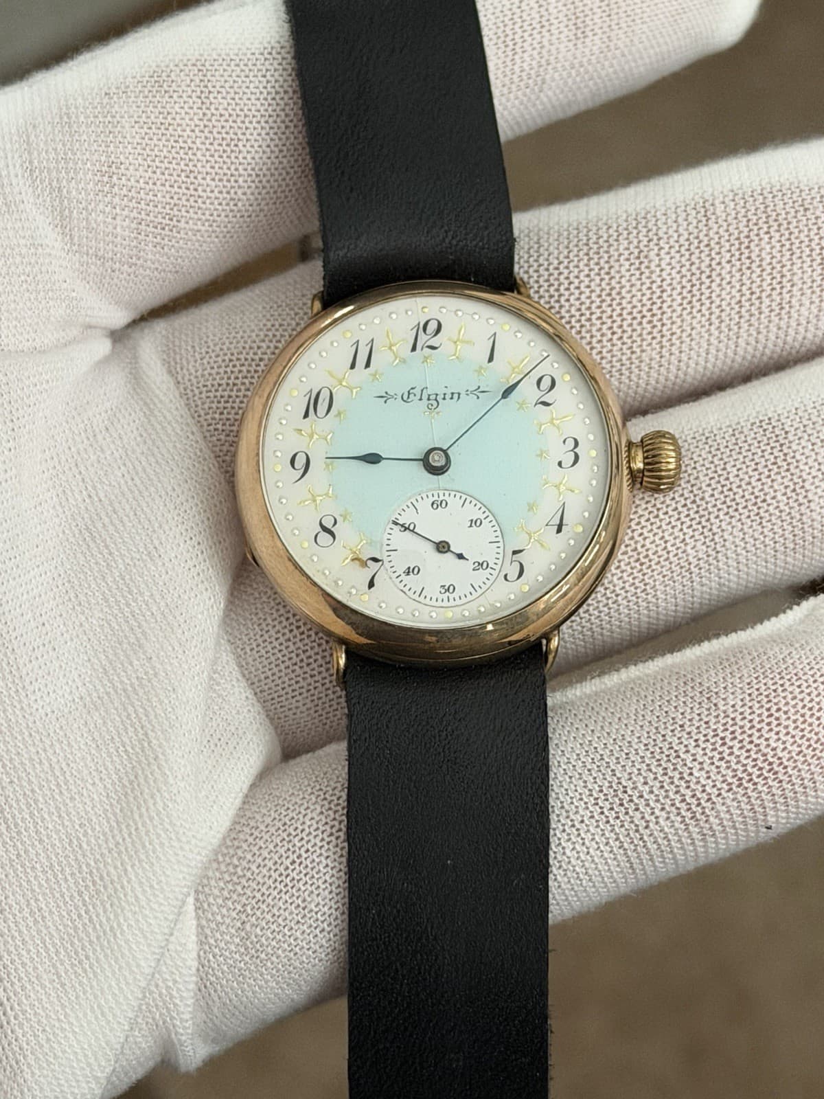 Vintage Elgin Art Deco Fancy Enamel Dial Men’s Classic Dress Watch 1920s