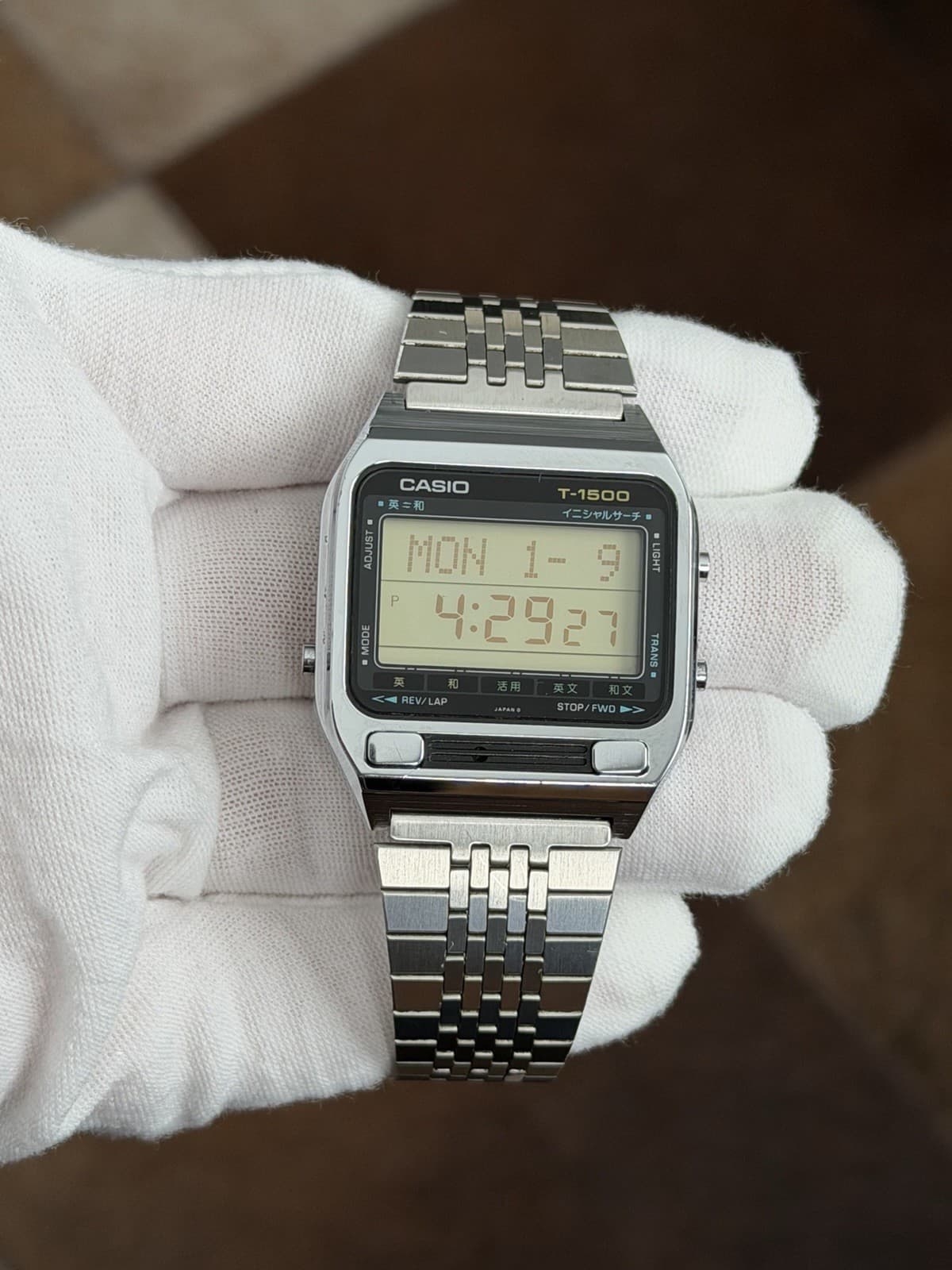 Rare Vintage Casio T-1500 Men’s Digital Dictionary Watch Module 117 JDM 1980s - Image 1