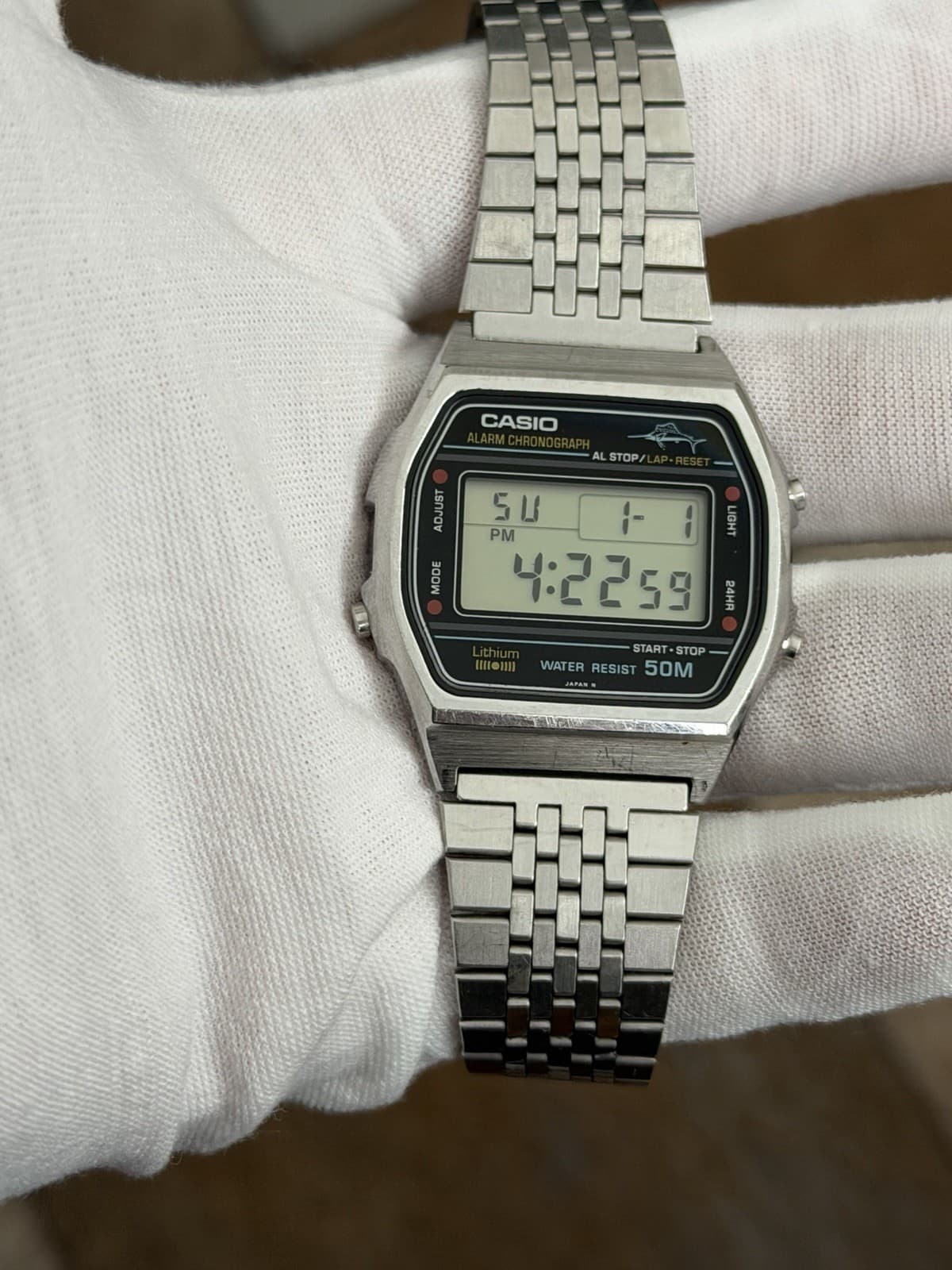 Rare Vintage Casio Marlin W-36 Alarm Chronograph Digital Sports Watch JDM 1980s - Image 1