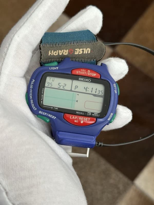 Rare Vintage Seiko Pulse Graph PR0A-4A10 Men’s Digital Sports Watch JDM Full Set