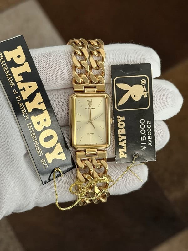 NOS Rare Vintage Seiko x Playboy V306-5030 Men’s Cuban Link Bracelet Watch JDM