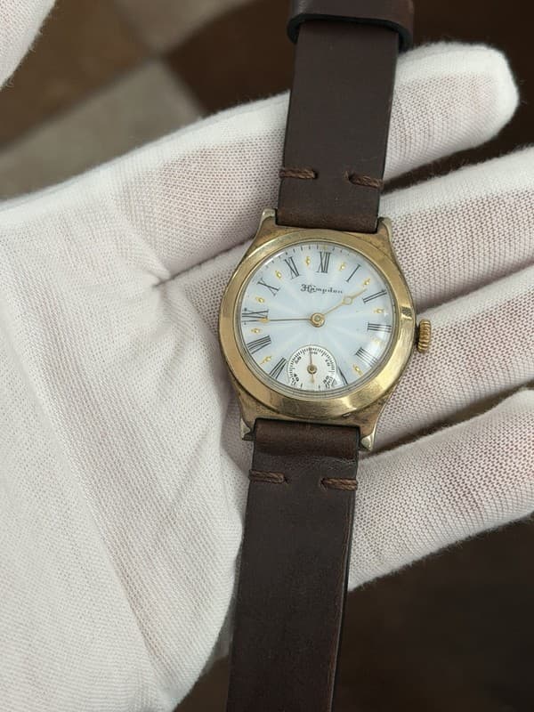 Vintage Hampden Art Deco Fancy Enamel Dial Lever Set Men’s Classic Dress Watch