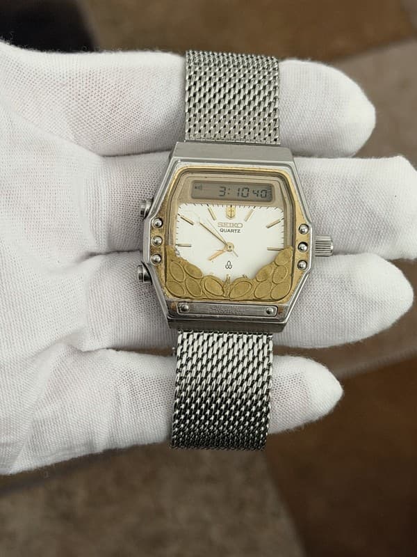 Rare Vintage Seiko Silver Wave Men’s Ana-Digi Watch H357-5140 JDM 1980s