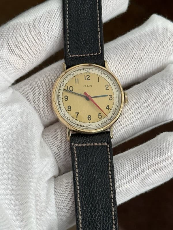 Vintage Elgin Men’s 10K Gold Filled Manual Wind Military Watch 1930s