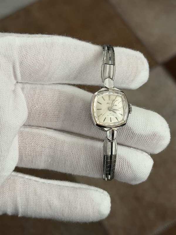 Rare Vintage Citizen Rhone White Gold Plated Manual Wind Dress Watch JDM 1960s