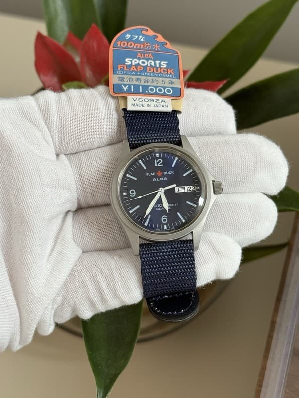 NOS Rare Vintage Alba Flap Duck Y113-6120 Men’s Kanji Sports Watch JDM 1990s