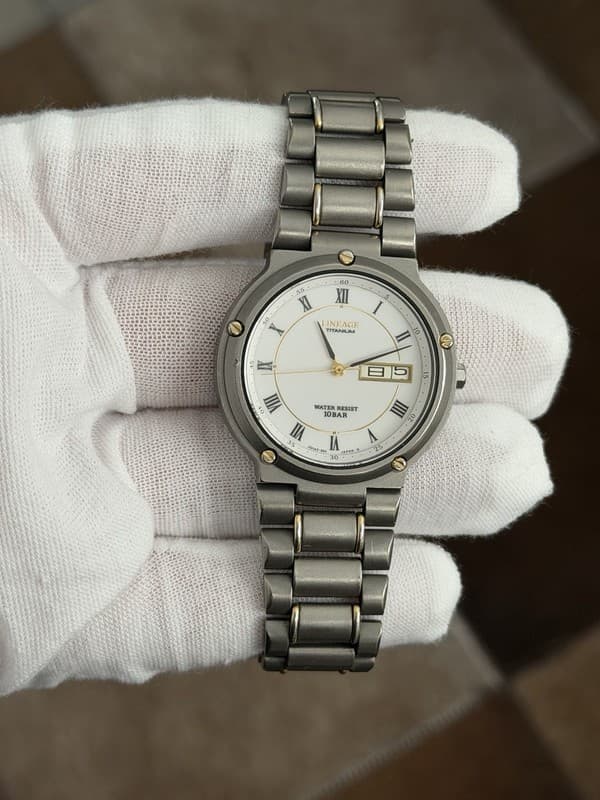 Rare Vintage Casio Lineage LIN-312W Titanium Men’s Dress Sports Watch JDM 1990s