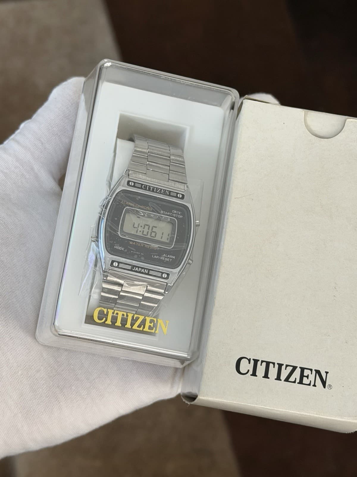 NOS Rare Vintage Citizen Alarm Chronograph Digital Sports Watch P080-312767 JDM