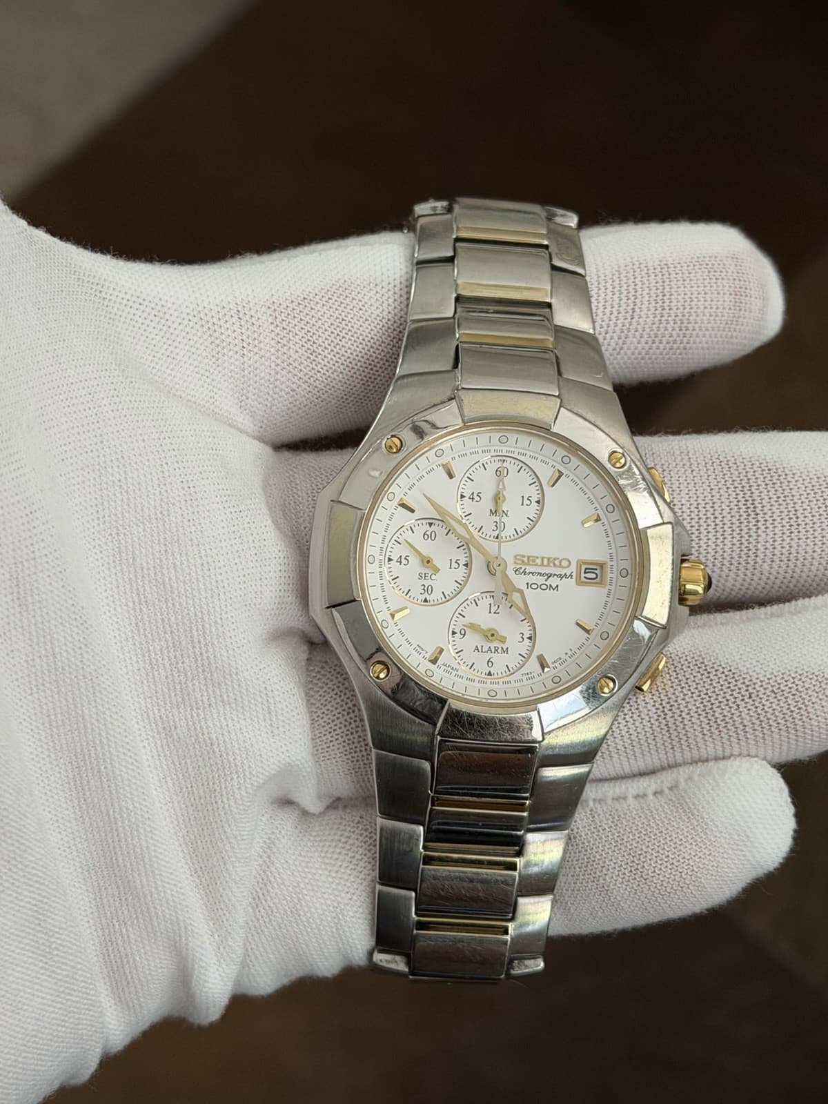 Rare Vintage Seiko Chronograph Alarm 7T62-0DP0 Men’s Dress Sports Watch JDM 90s