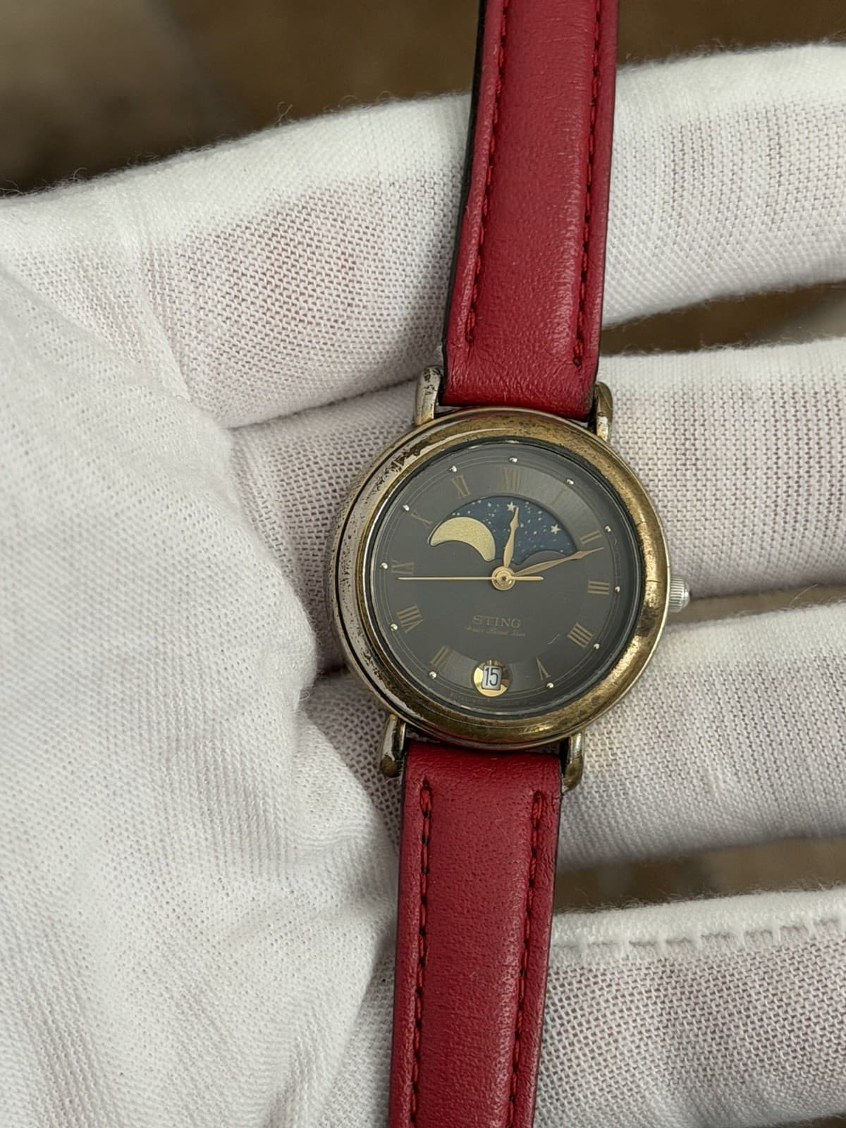 Rare Vintage Casio Sting STN-172 Moon Phase Ladies Classic Dress Watch JDM 1980s
