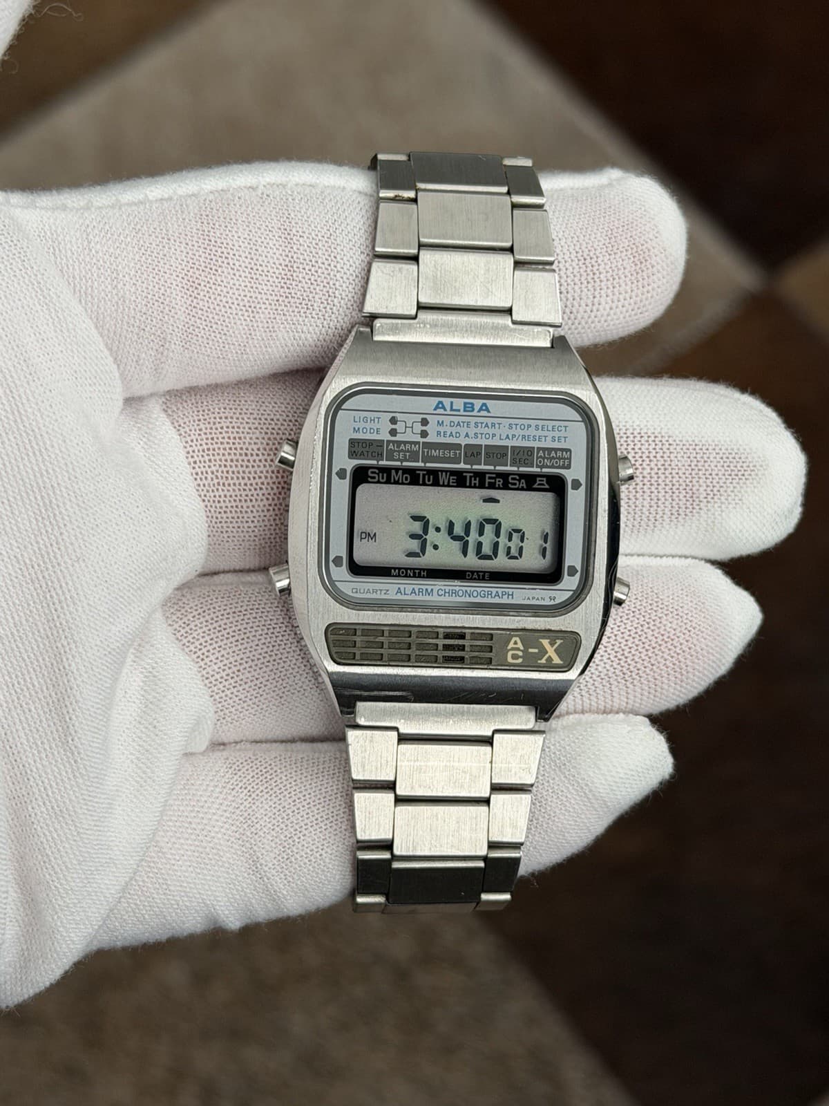 Rare Vintage Alba AC-X Y446-4010 Men’s Alarm Chronograph Digital Watch JDM 70s