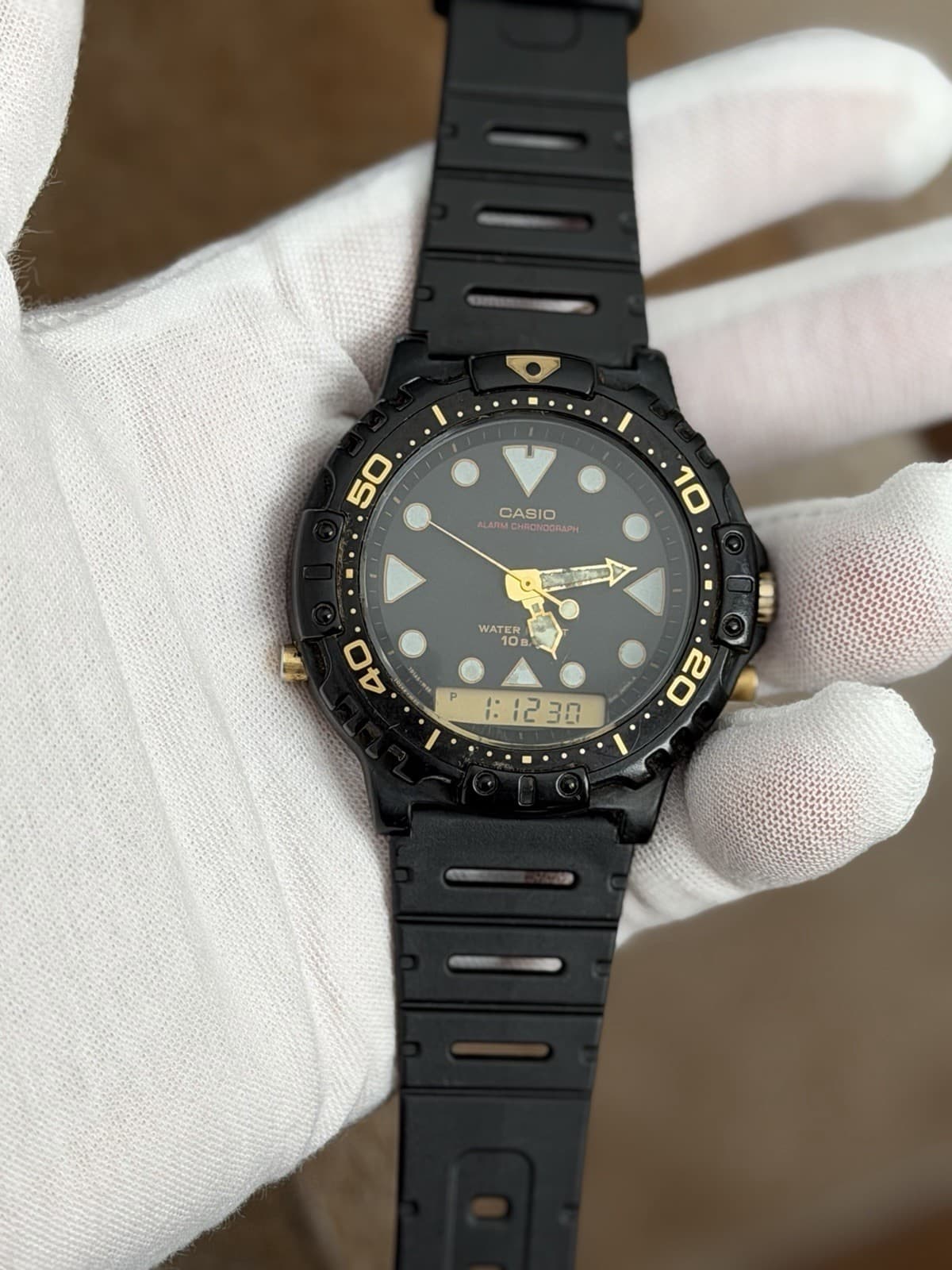 Rare Vintage Casio AQ-110 Men’s Alarm Chronograph Ana-Digi Sports Watch JDM 80s
