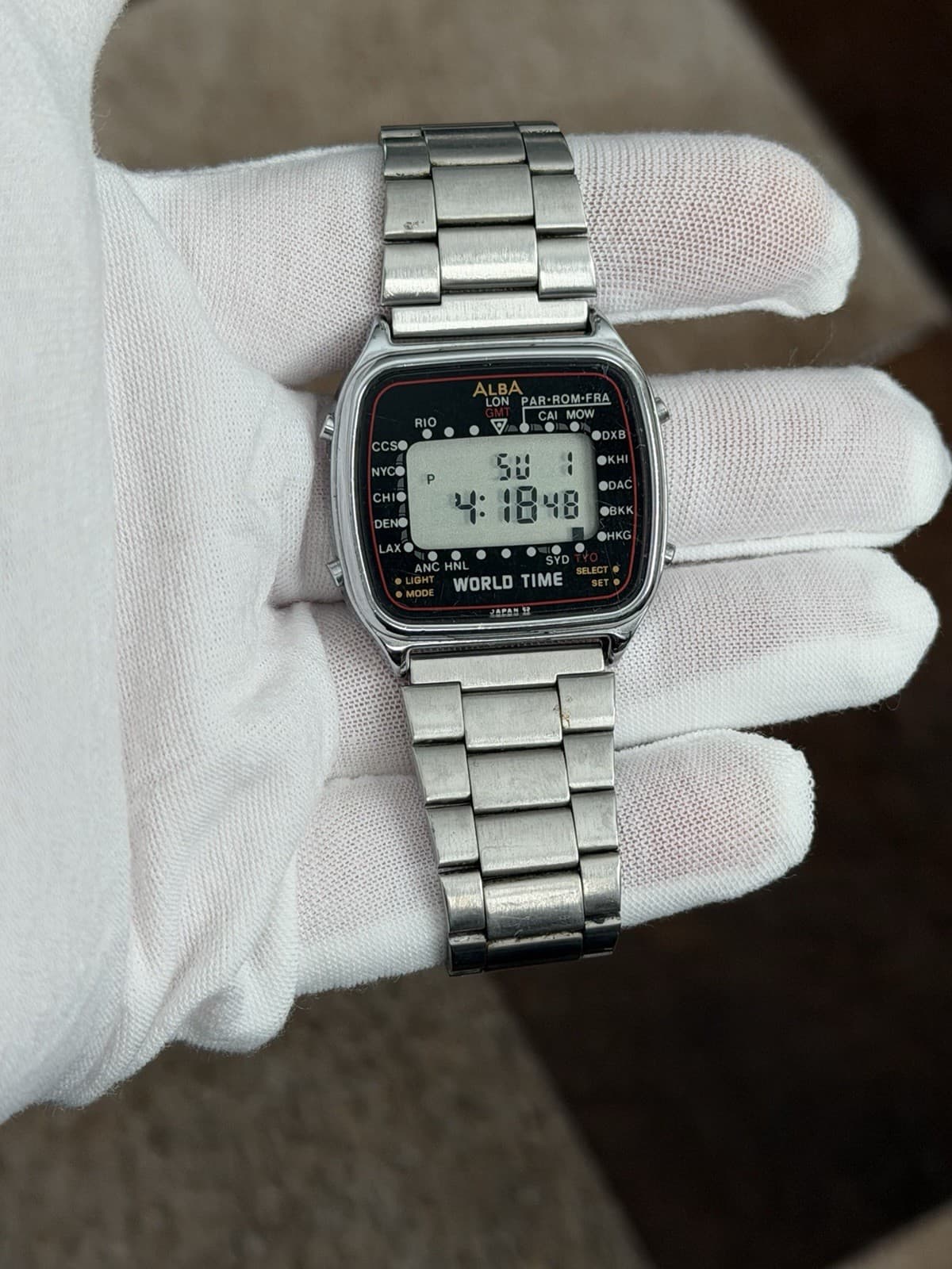 Rare Vintage Alba World Time W308-4000 Men’s Digital Sports Travel Watch JDM 80s