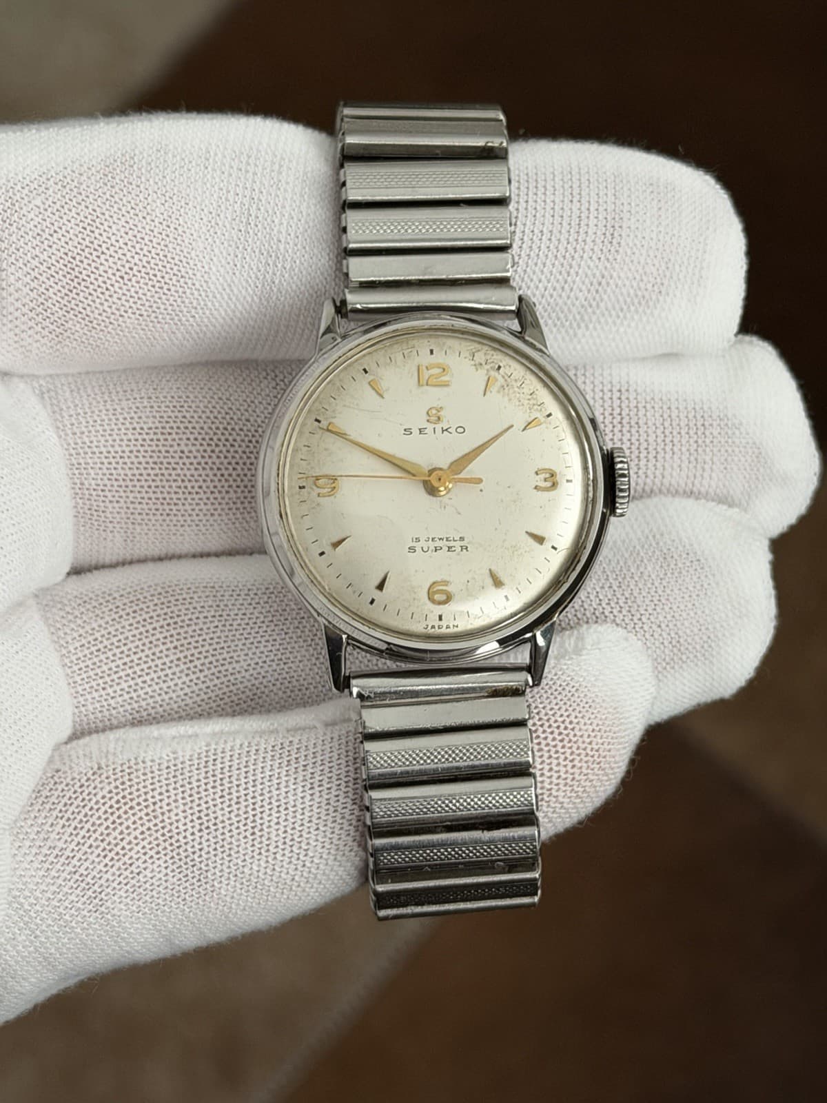 Rare Vintage Seiko Super 12074 Seikosha 15J Manual Classic Dress Watch JDM 1950s