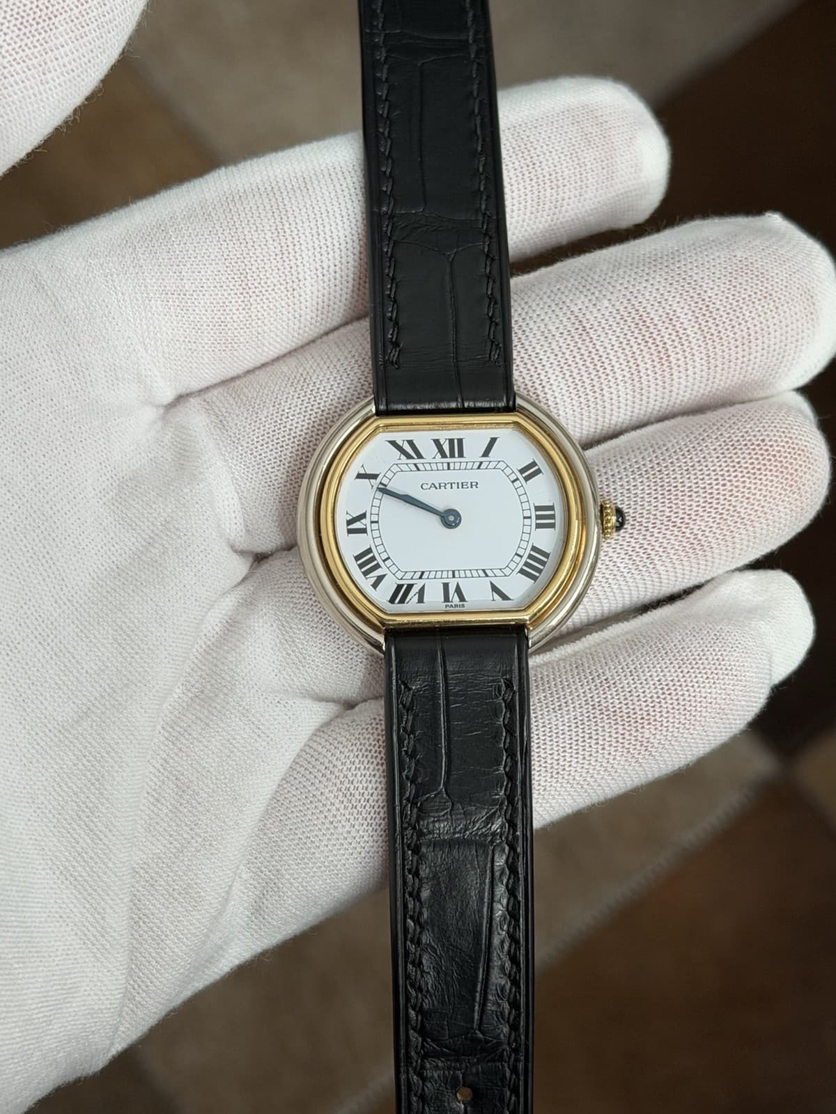 Vintage Cartier Ellipse 78209 Men’s 18k Two Tone Gold Dress Watch 1970s